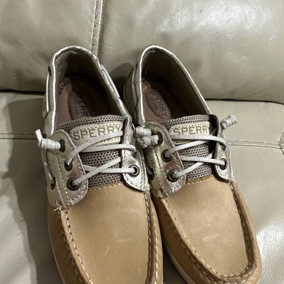 SPERRY TOP-SIDER Women Angelfish Metallic Trimmed Boat Shoe Sz6.5 #STS97410 NWOT - Picture 1 of 9